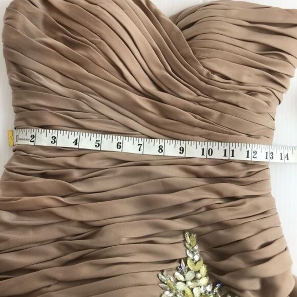 Franssical A-Line mother of bride dress & Bolero jacket tan color size 6 - Picture 14 of 16